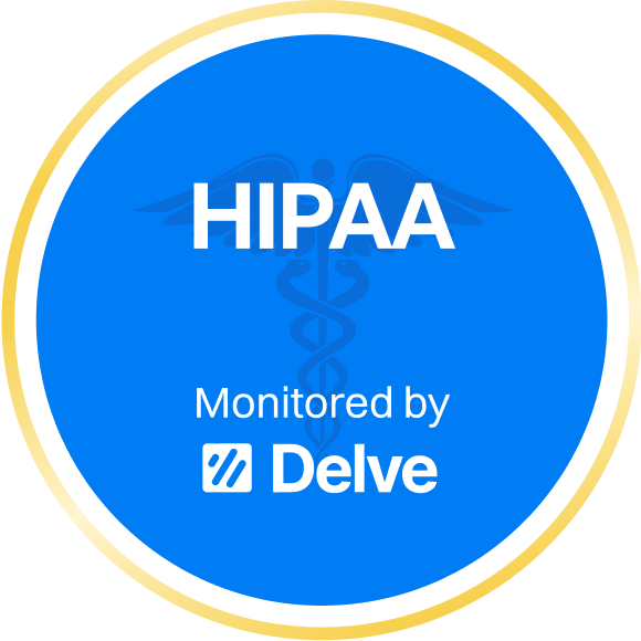 HIPAA compliance badge — Monitored by Delve